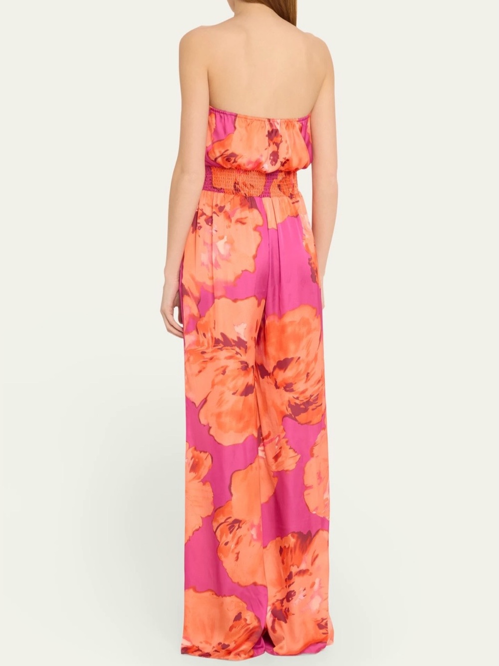 Ramy Brook Mindy Strapless Wide Leg Pink Watercolor Print Jumpsuit Size S - Picture 2 of 8